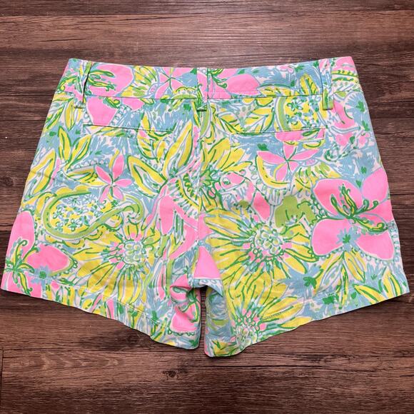 Lilly Pulitzer Callahan Shorts Size 4 Pink Green Floral Cotton 5” Preppy Resort - Picture 4 of 10